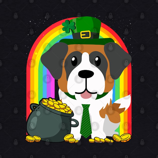 Saint Pierre Rainbow Irish Clover St Patrick Day Dog Gift design by theodoros20